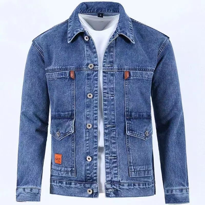 Woodworking Brand - 男性用無地デニムジャケット,新しい春と秋のトレンド,快適でカジュアルなルーズフィット,高品質,2023