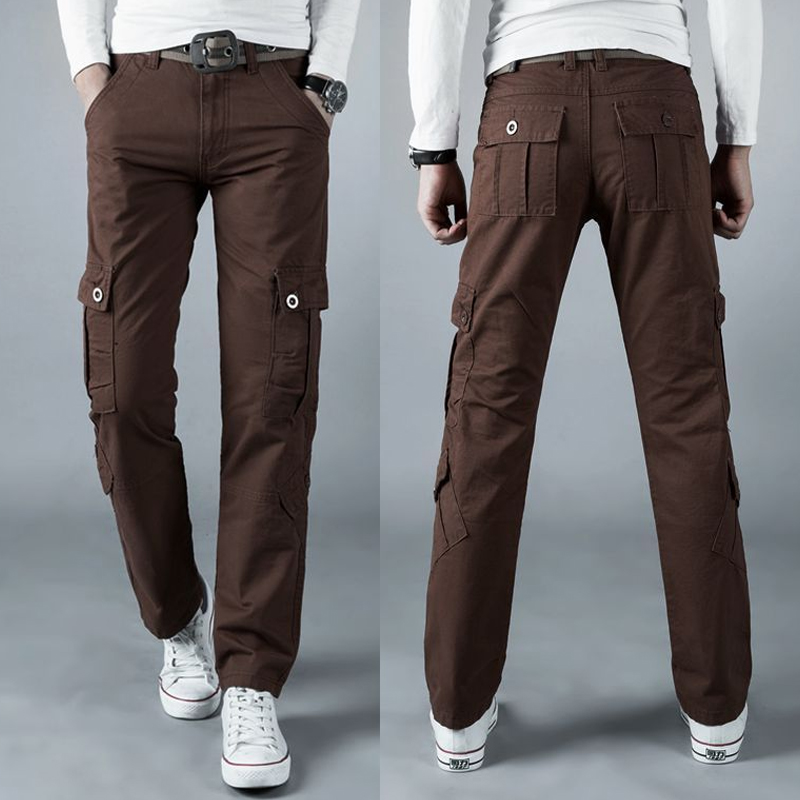 Woodworking Brand - 夏の新無地カジュアルポケットカーゴパンツ男薄型スタイル綿屋外迷彩服ストリート Y2K ストレートズボン