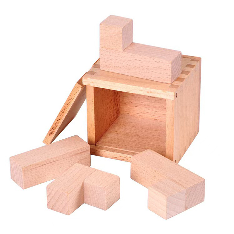 Woodworking Kids Toys - マジック IQ 斜め配置ブロック木製パズルボックス大人子供向け頭の体操スマートロジックテスト教育玩具