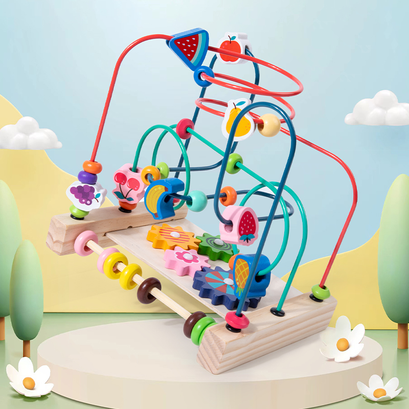 Woodworking Kids Toys - モンテッソーリおもちゃ木製ジェットコースタービーズ迷路そろばん数学おもちゃ幼児早期教育玩具子供のための子供 1-3 年
