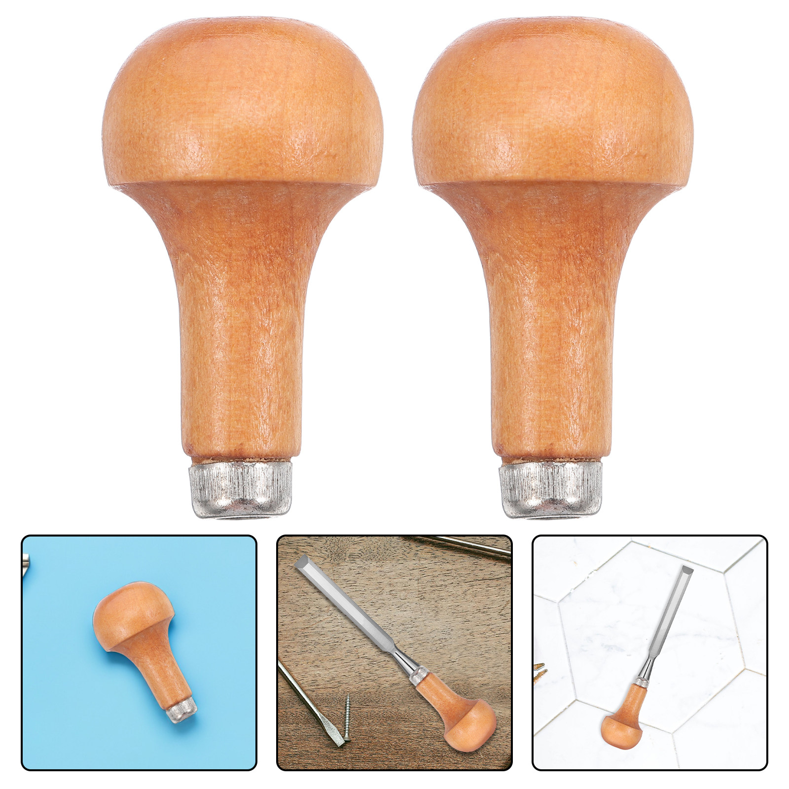 Woodworking Rasp - 5個入り木工彫刻ツールハンドル、人間工学に基づいた丸い無垢材グリップ、ヤスリややすり用の交換ハンドル