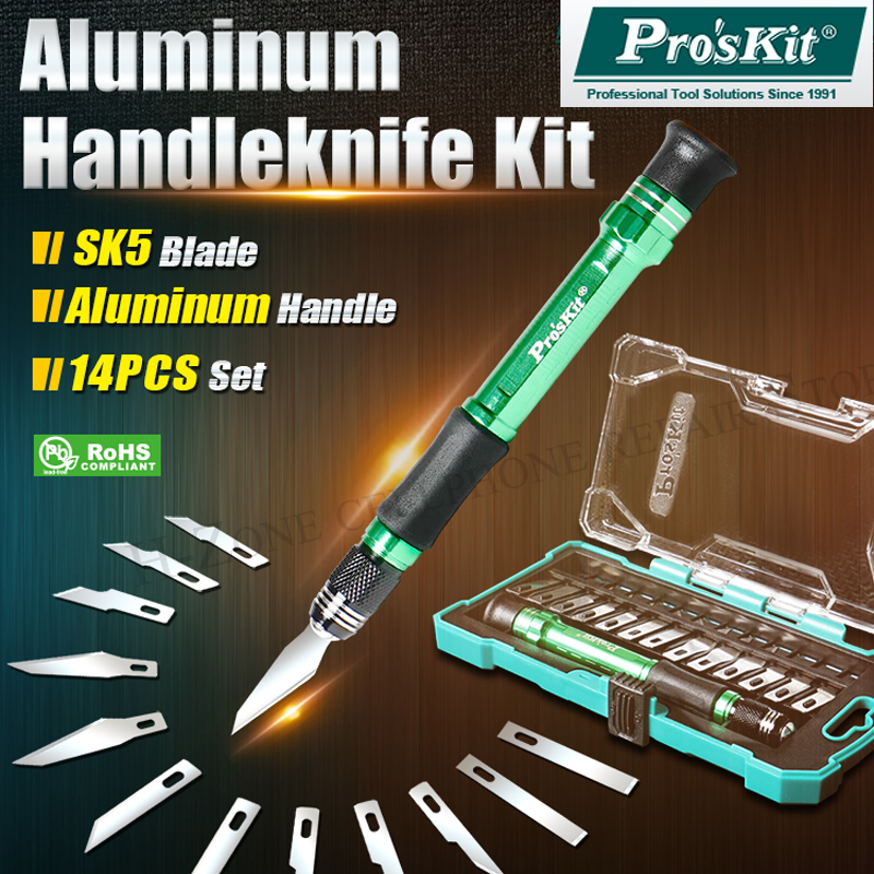 Woodworking Marking Knife - Pro'skit-手作りのアートカービングナイフセット,scalpelカッター,電話修理,13ブレード,アルミニウム合金ハンドル,PD-398