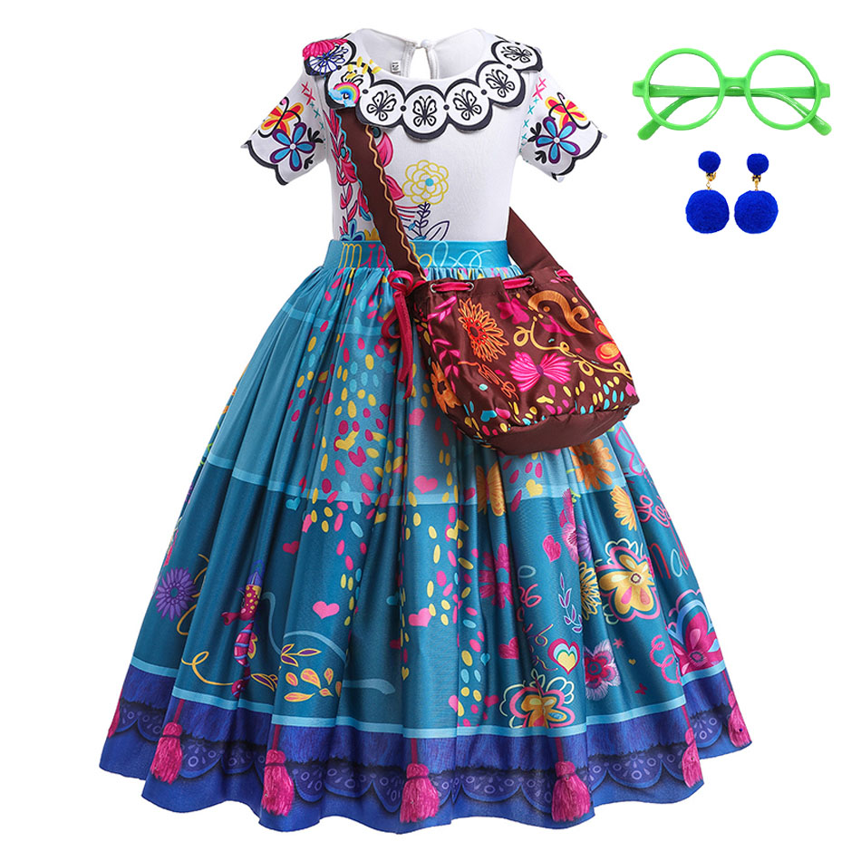 Woodworking Women - 女の子プリンセスコスチューム子供エンカントハロウィンスイングフレア服子供プリントミラベル漫画ファンタジーコスプレドレス 3-12Y