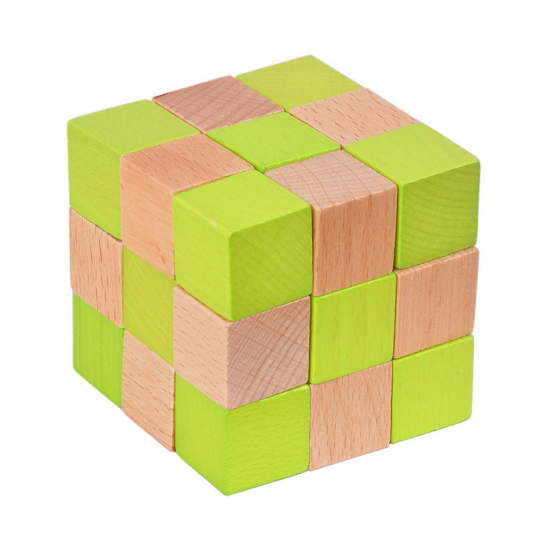 Woodworking Kids Toys - 木製スネークキューブパズル IQ ロジックトレーニング頭の体操問題解決教育玩具子供男の子女の子のためのマインドチャレンジ
