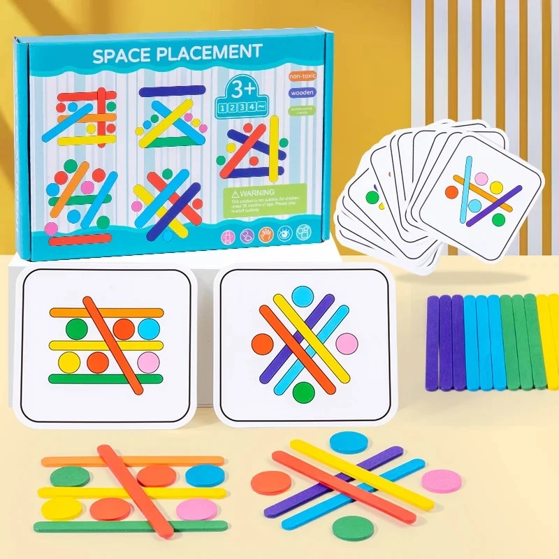 Woodworking Kids Toys - 子供レインボースティック思考パズル木製 DIY アイスクリームスティックパズルチャレンジテーブルゲームモンテッソーリ教育子供のおもちゃ