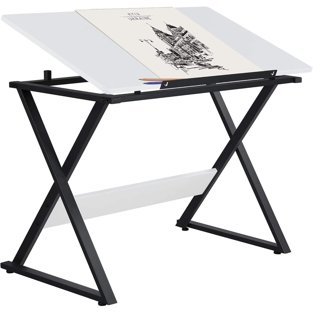 Woodworking Or Woodworking - ドレーティングテーブルまたはアーティスト用アートデスク、絵画学習用テーブル（エッジ付きテーブルトップ）、アートクラフトワークステーション、または大人用ホームオフィス、学校用