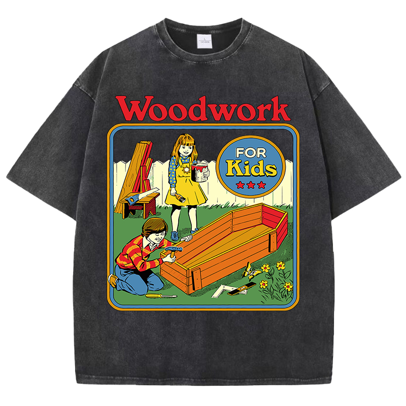 Woodworking Women - 木工子供のためのプリント洗浄女性 Tシャツユニセックスカジュアル Tシャツスポーツヒップホップ綿ストリート通気性半袖