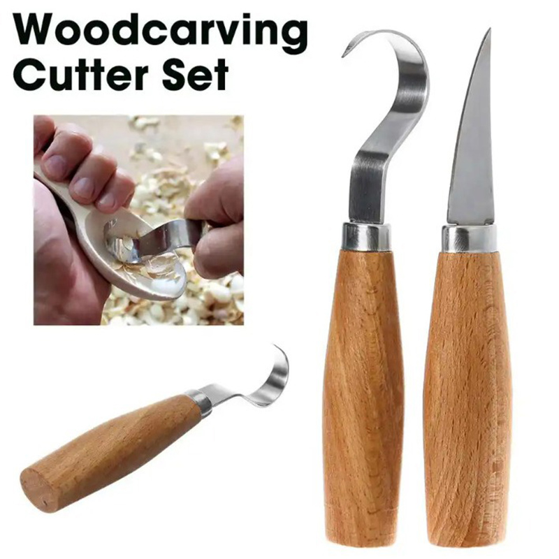 Woodworking Marking Knife - 木彫りナイフ チゼルフックナイフ 彫刻ツール 人間工学に基づいた木工用スプーン 耐久性のある曲がったナイフ 初心者向け彫刻用