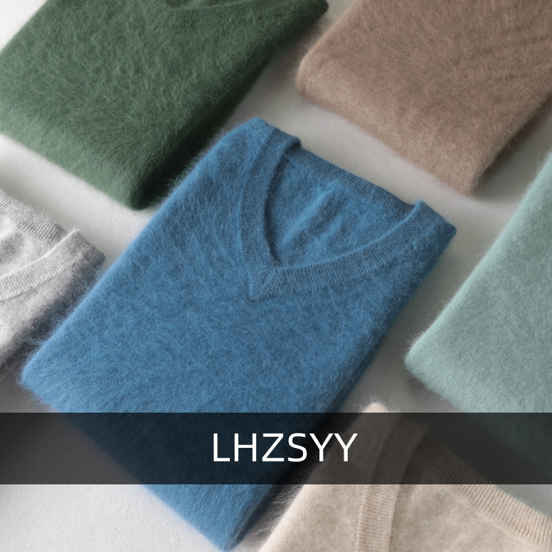 Woodworking Brand - LHZSYY メンズ 100% ミンクカシミヤ大きいサイズのセーター秋冬固体 V ネックカジュアルニットプルオーバー男性長袖暖かいジャンパー