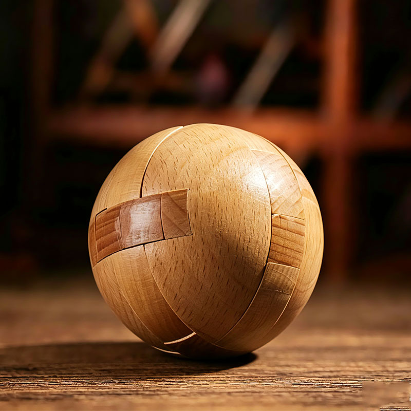 Woodworking Kids Toys - クラシックな木製パズルボール、魔法の頭脳体操、組み立て式インターロッキングトイ、IQロジック、思考力チャレンジゲーム（大人と子供向け）