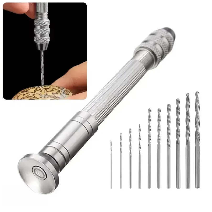 Woodworking Tool - 0.8-3.0mmミニハンドドリル木工工具、回転式ツール、手動ツイストドリルビット、時計職人用ピンバイス、時計修理工具