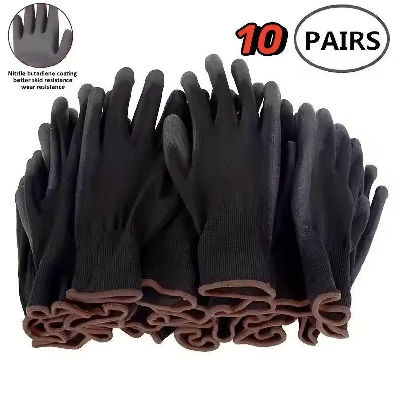 Woodworking Gloves - 10 組の耐久性のある安全手袋 - 滑り止め、耐摩耗性、ガーデニングや木工用の ESD 保護機能付き