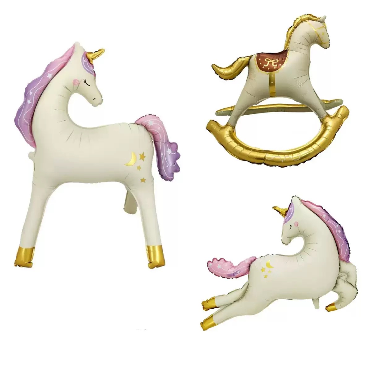 Woodworking Horse - 新しいパッケージ 3D 立ち誕生日マットレトロユニコーン木馬誕生日パーティーの装飾アルミフィルム風船