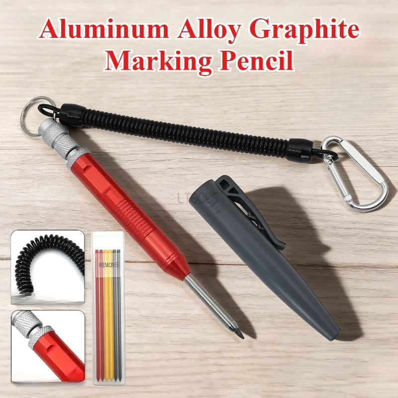 Woodworking Marking Knife - ロックバックル付きグラファイトマーキングペンシル 紛失防止拡張ペンホルダー 耐久性のある落下防止ペンスリーブ 木工用スクライビングツール
