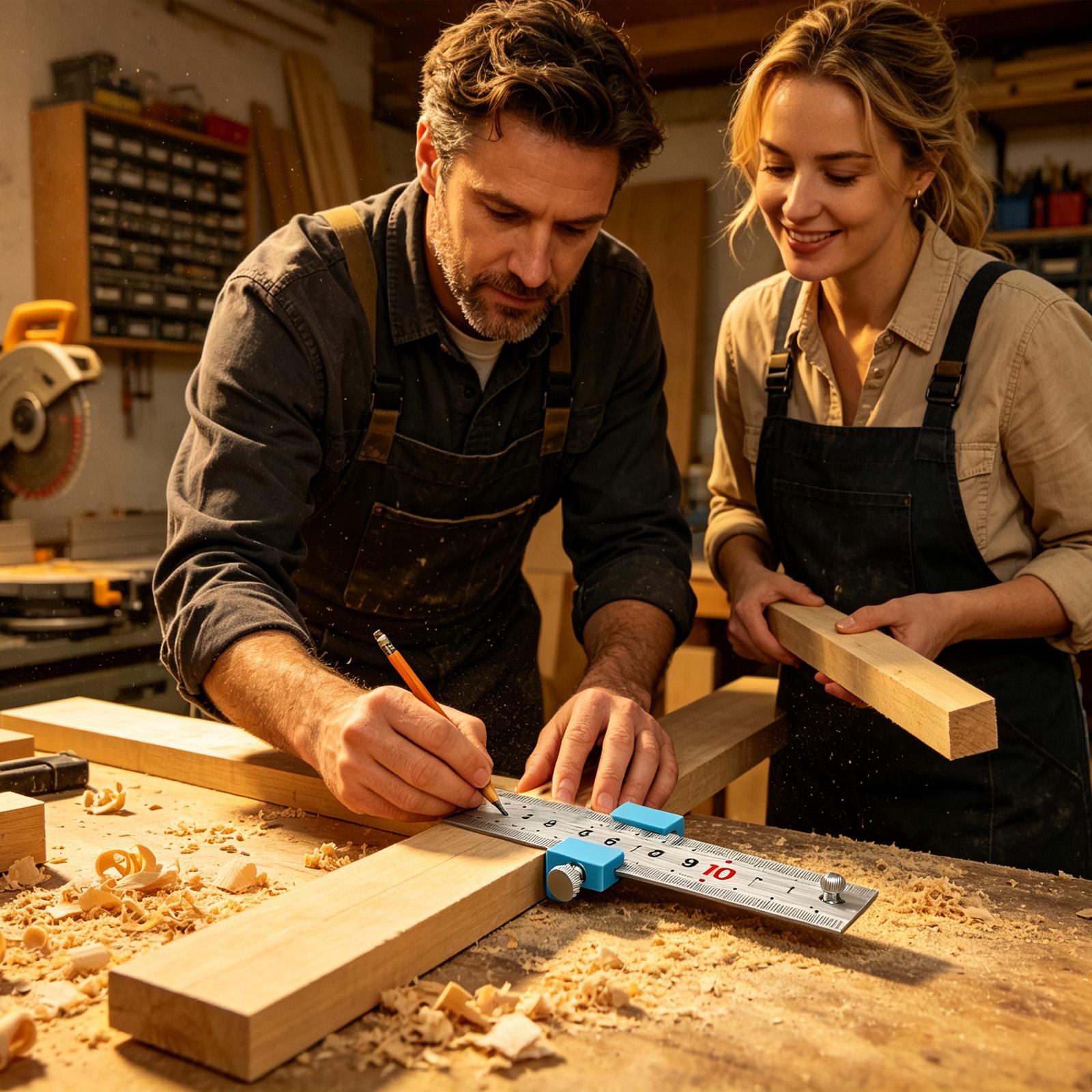 Woodworking And Carpentry - 大工道具 大工定規 測定用スクライビングポジショニングブロック 木工用スチールスケールストップ 建設用 家庭用ワークショップ用