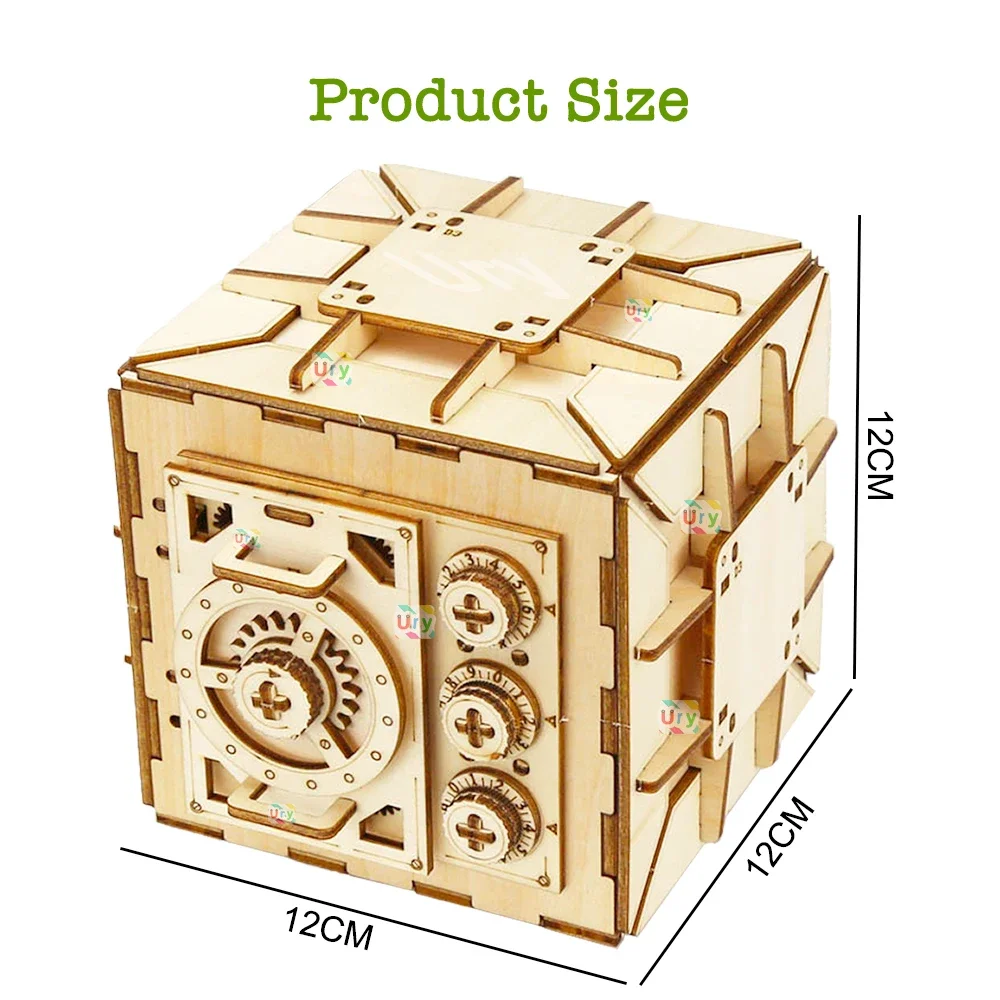 URY 3D 木製パズルパスワード宝貯金箱貯金箱 DIY 高 - Woodworking Women のレビューと価格