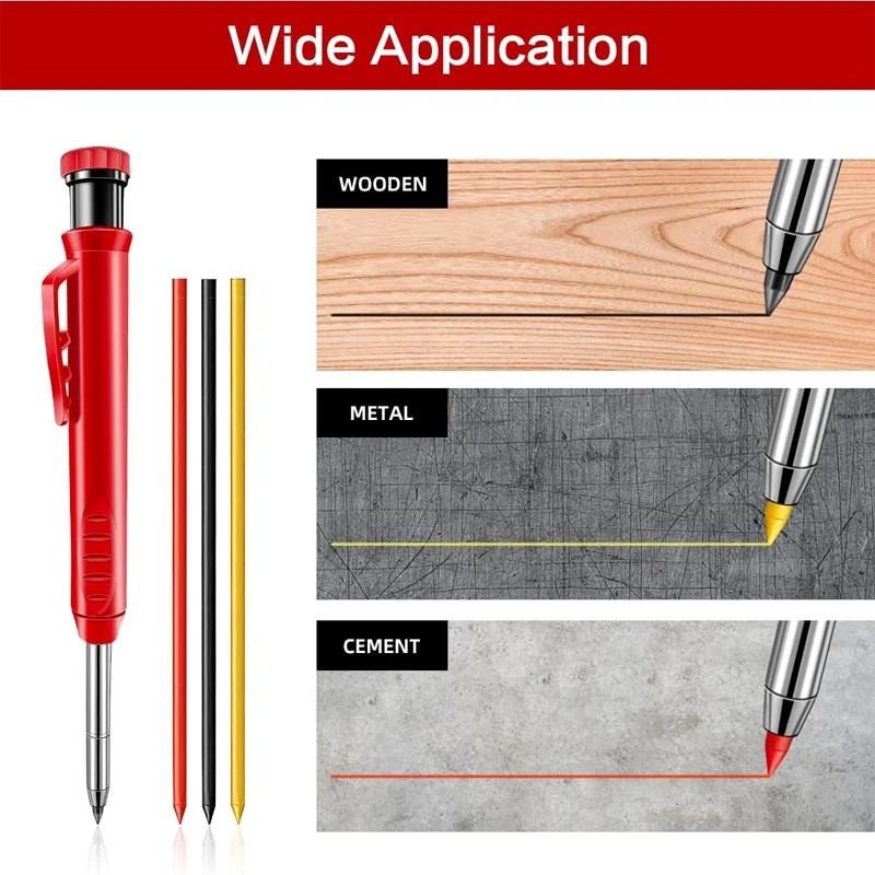 再利用可能な深穴ロングヘッドマーカーペン鉛筆ソリッドカーペン - Woodworking Marking Knife のレビューと価格