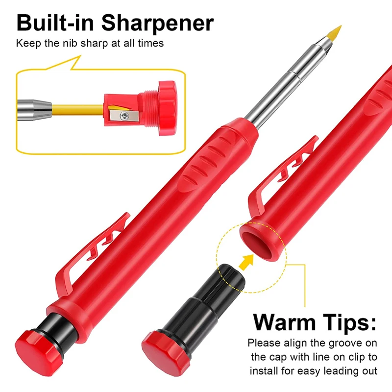 再利用可能な深穴ロングヘッドマーカーペン鉛筆ソリッドカーペン - Woodworking Marking Knife のレビューと価格