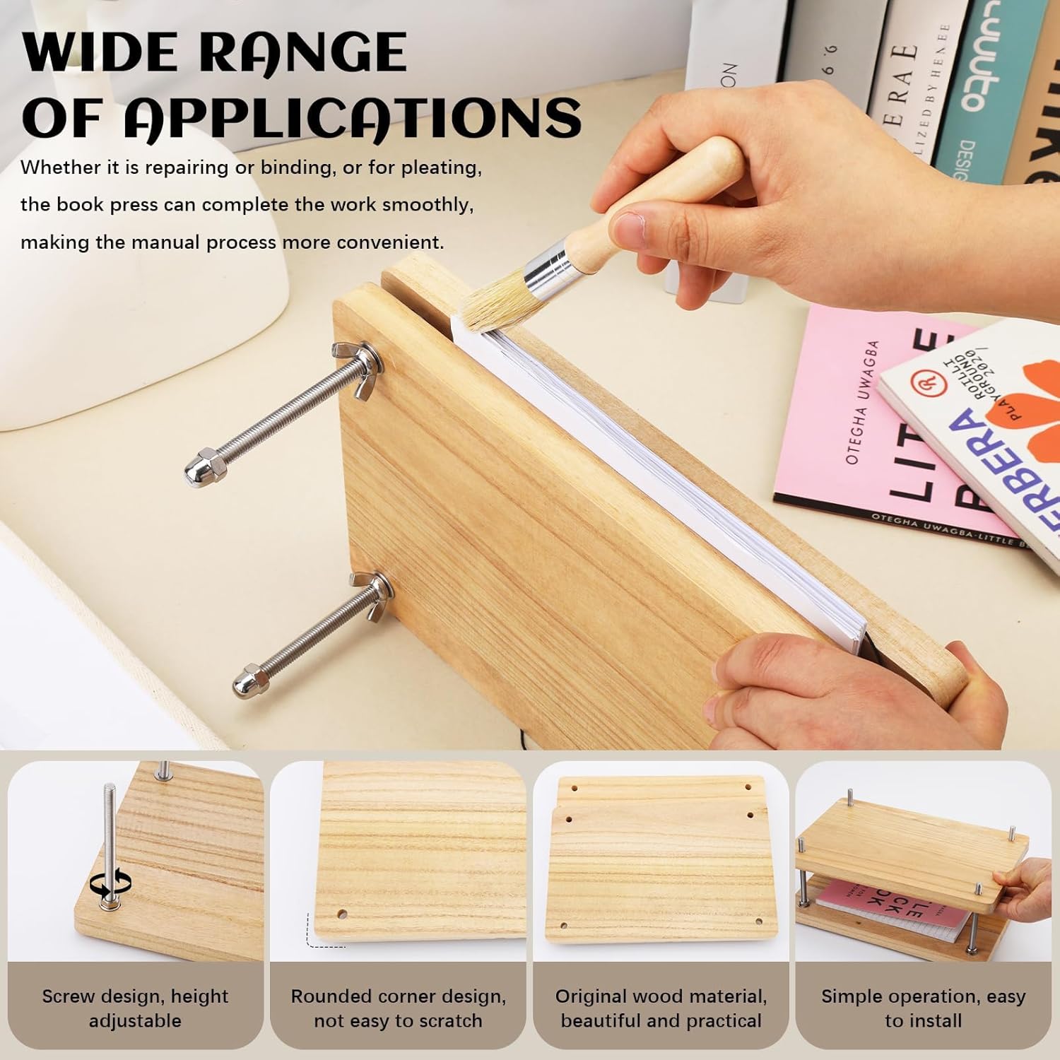 木製ブックプレス、製本ツール、デスクトップDIYグリーティン - Woodworking Book のレビューと価格