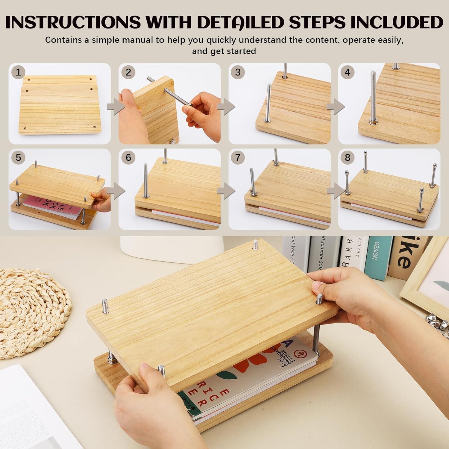 木製ブックプレス、製本ツール、デスクトップDIYグリーティン - Woodworking Book のレビューと価格