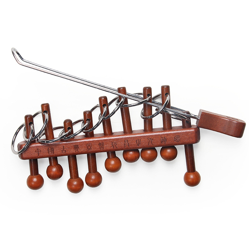 古典的な中国の九連リングパズル 大人向け子供向けの頭脳ゲーム - Woodworking Kids Toys のレビューと価格