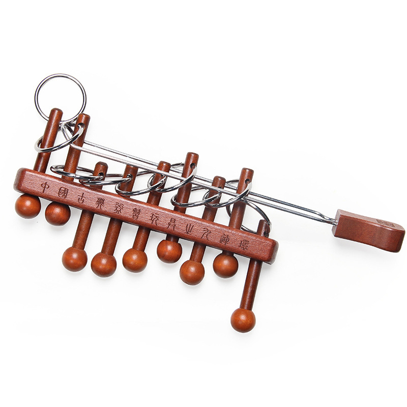 古典的な中国の九連リングパズル 大人向け子供向けの頭脳ゲーム - Woodworking Kids Toys のレビューと価格