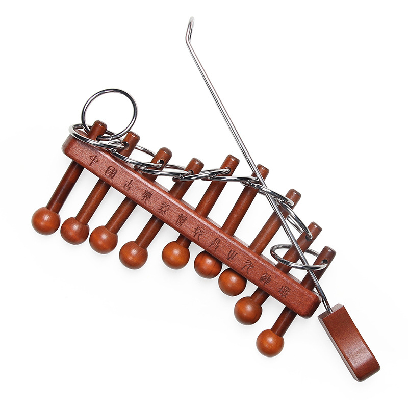 古典的な中国の九連リングパズル 大人向け子供向けの頭脳ゲーム - Woodworking Kids Toys のレビューと価格