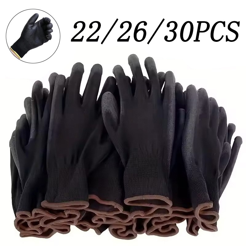 22/26/30 個 PU コーティング手袋木工滑り止め黒  - Woodworking Gloves のレビューと価格