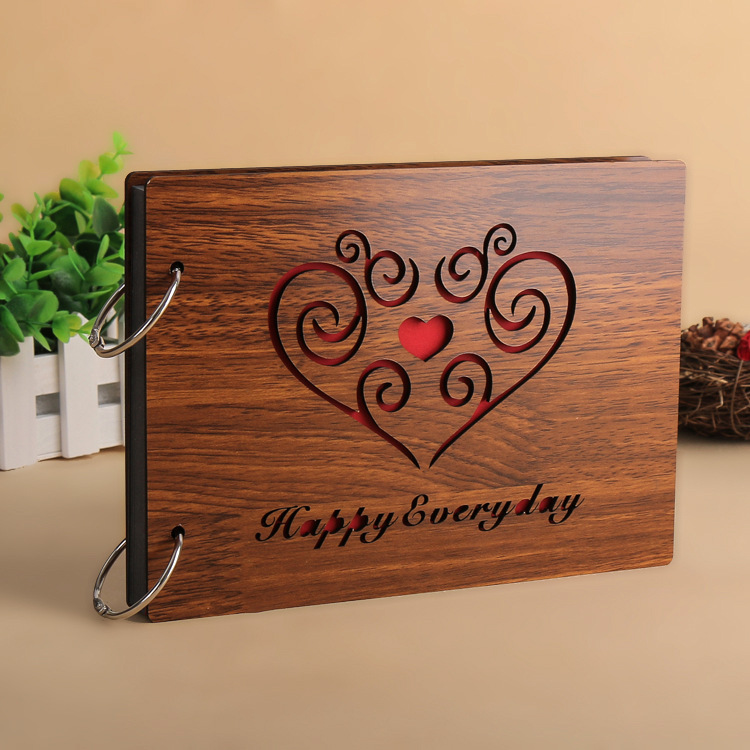 8インチのヴィンテージ木製DIY粘着式黒カード写真スクラップ - Woodworking Book のレビューと価格