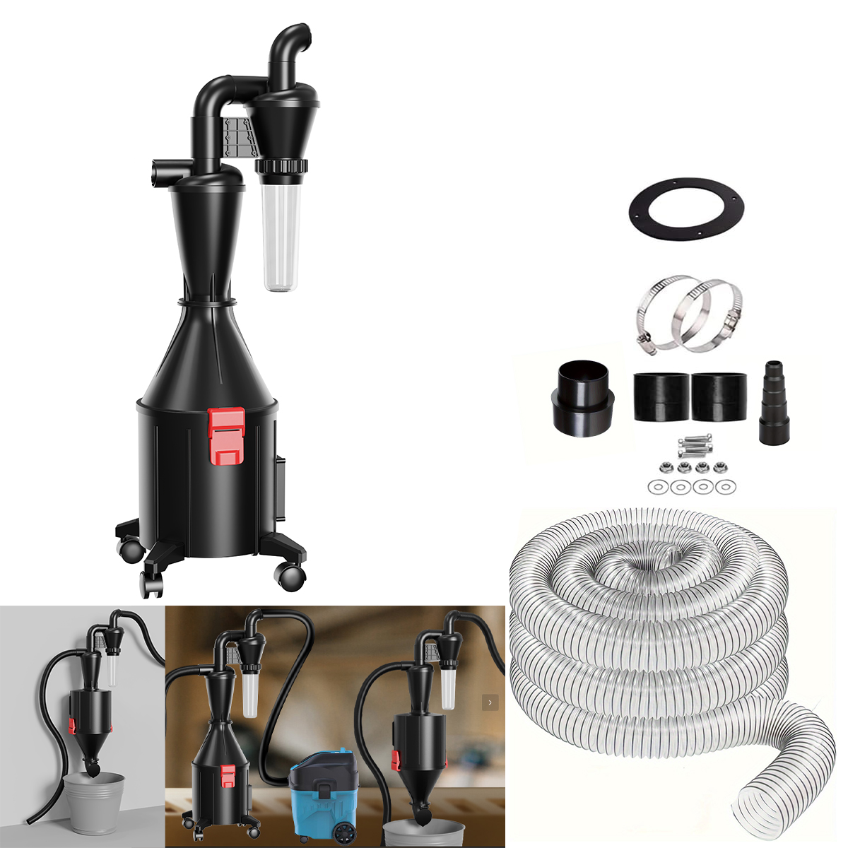 サイクロン分離掃除機、壁掛け、ホイールモード、集塵機、木工ツ - Woodworking Vacuum Press のレビューと価格