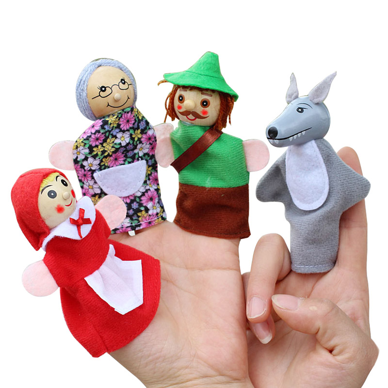 4 ピース/ロット子供の指人形人形ぬいぐるみ赤ずきんちゃん木 - Woodworking Kids Toys のレビューと価格