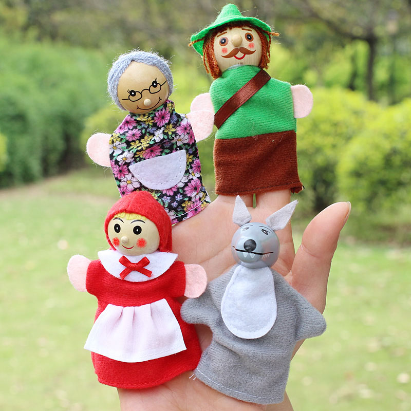 4 ピース/ロット子供の指人形人形ぬいぐるみ赤ずきんちゃん木 - Woodworking Kids Toys のレビューと価格