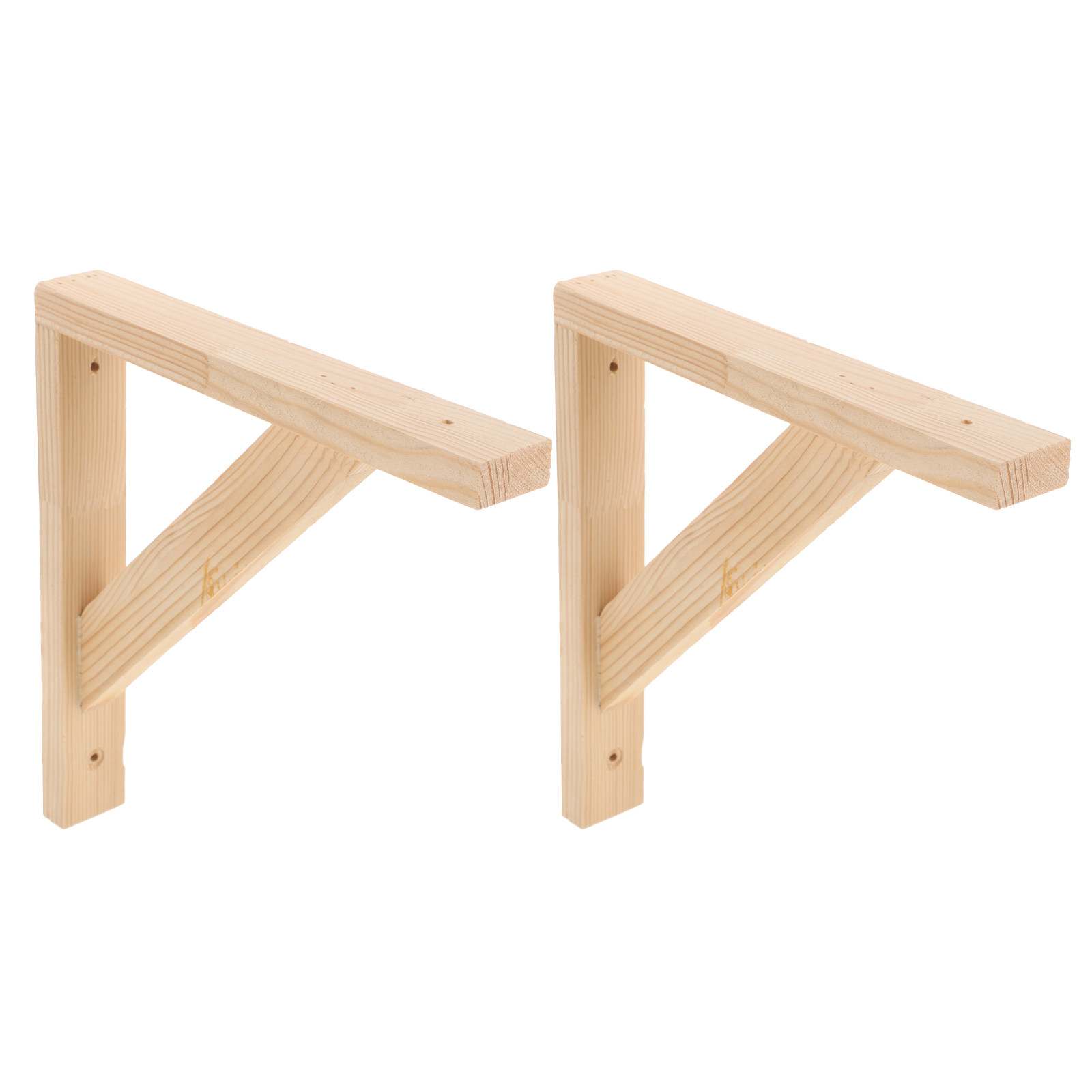 2個入り木製三角形棚受けブラケット、無垢天然木、25cm、壁 - Woodworking Book のレビューと価格