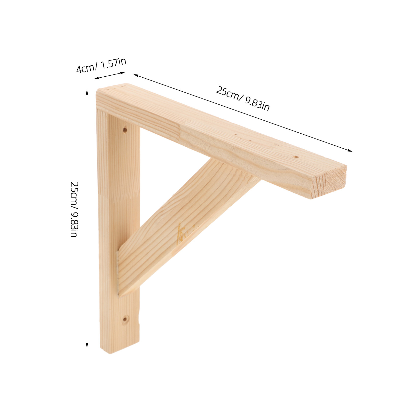2個入り木製三角形棚受けブラケット、無垢天然木、25cm、壁 - Woodworking Book のレビューと価格