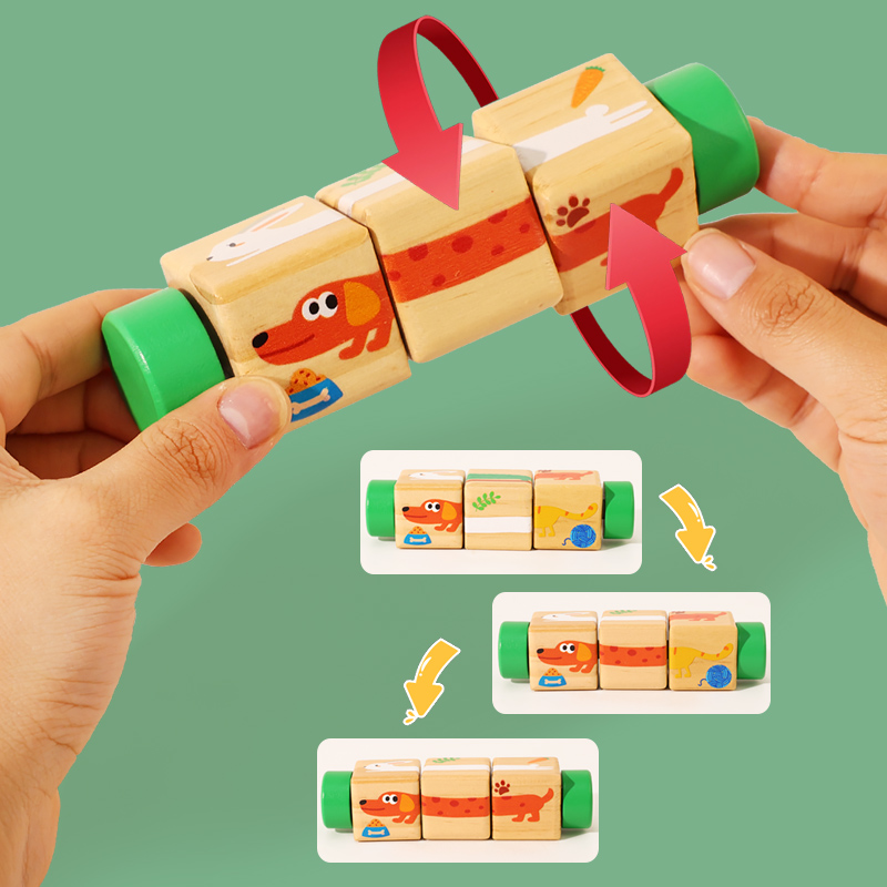 1 個ベビー木製回転動物マッチング木製パズルおもちゃ早期教育 - Woodworking Kids Toys のレビューと価格
