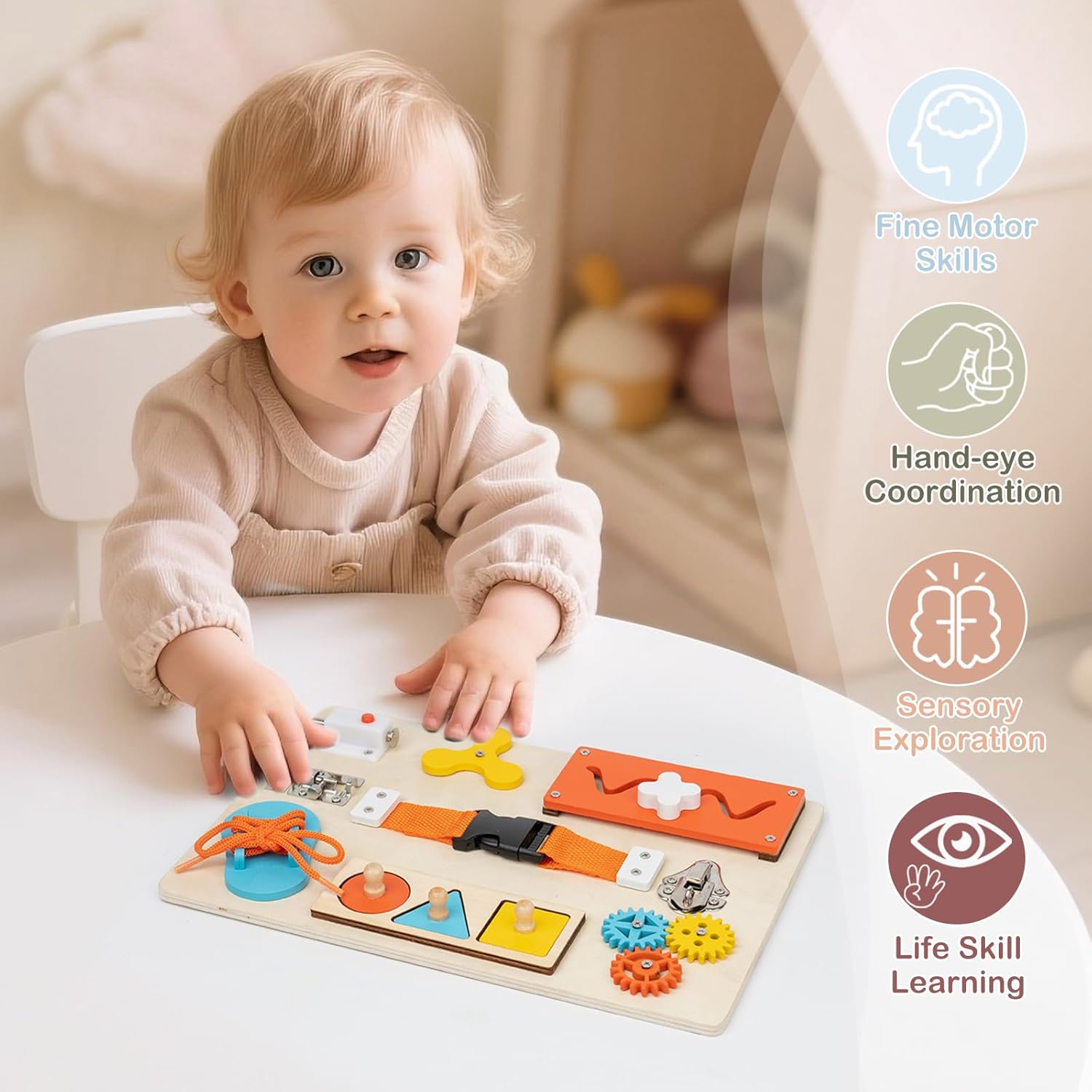 モンテッソーリ ビジーボード 幼児用 木製アクティビティ感覚 - Woodworking Kids Toys のレビューと価格