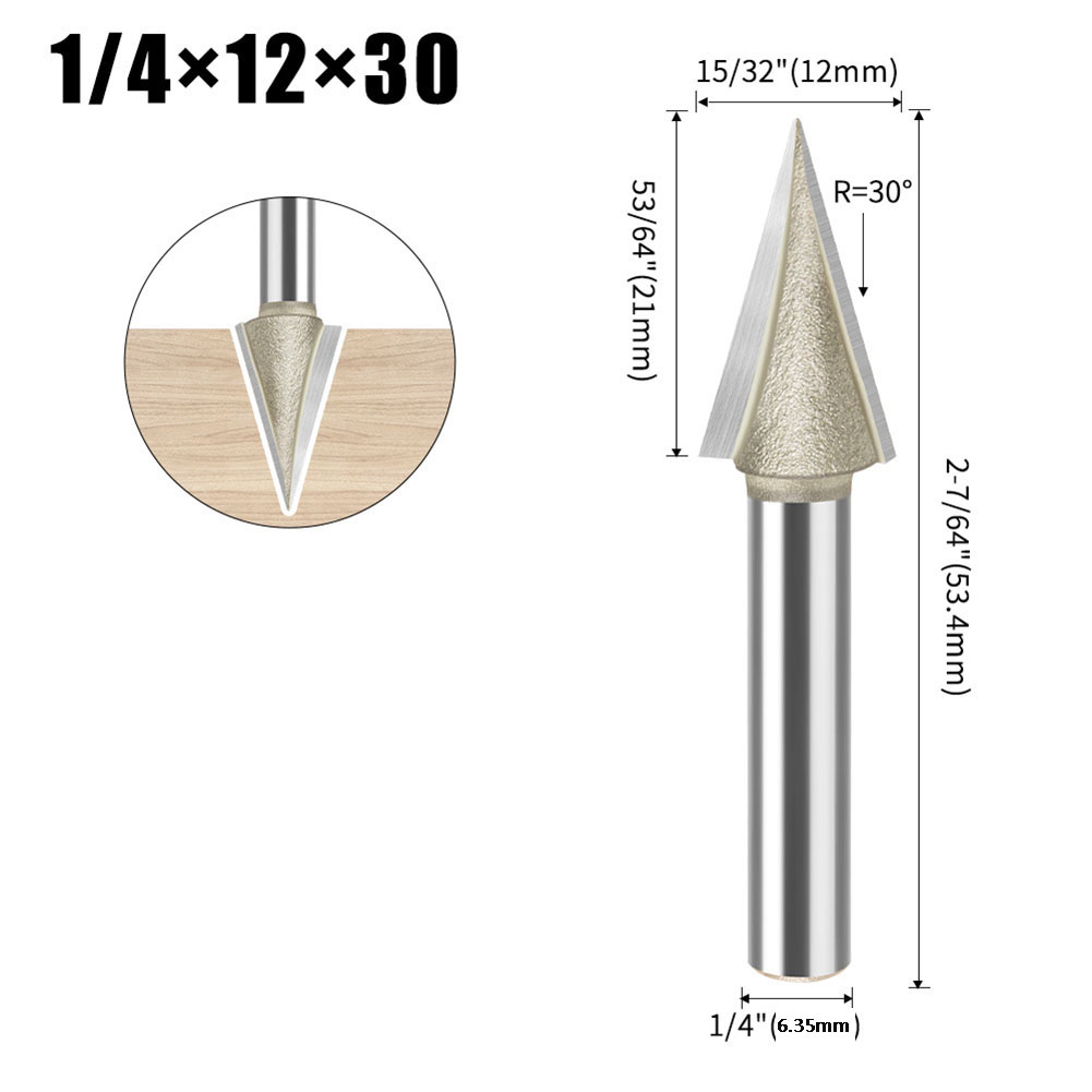 超硬Vビット 30度V字型彫刻用ルータービット 1/4インチ - Woodworking Or Woodworking のレビューと価格