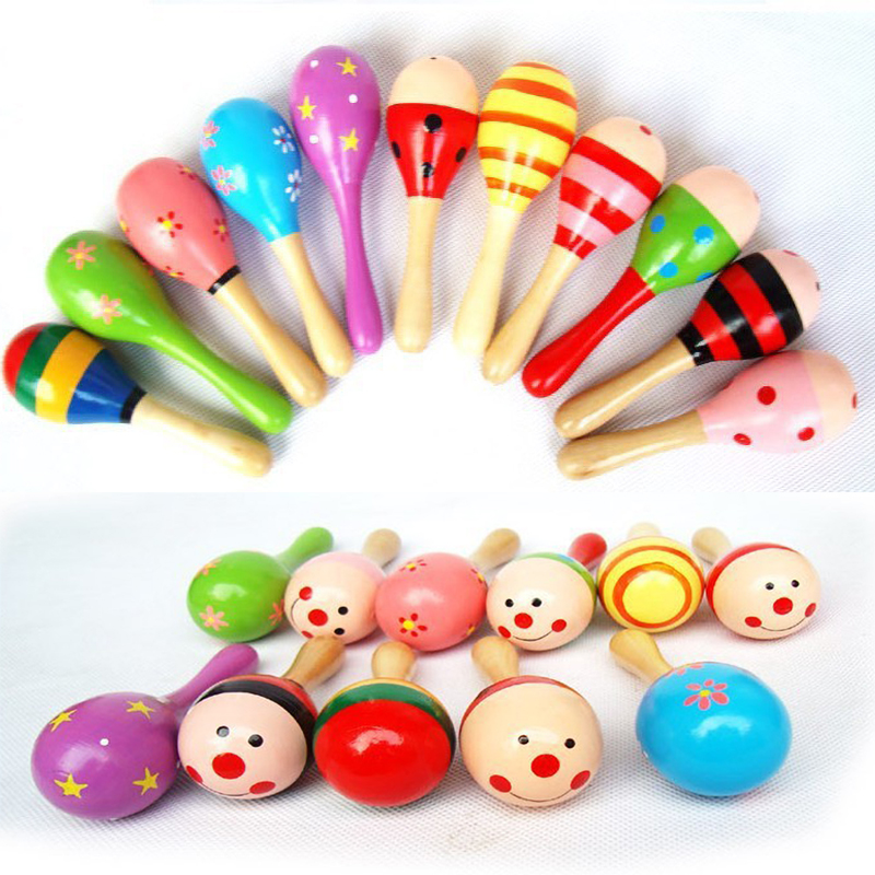 2 個のカラフルな木製小さなガラガラマラカスビート赤ちゃん知 - Woodworking Kids Toys のレビューと価格