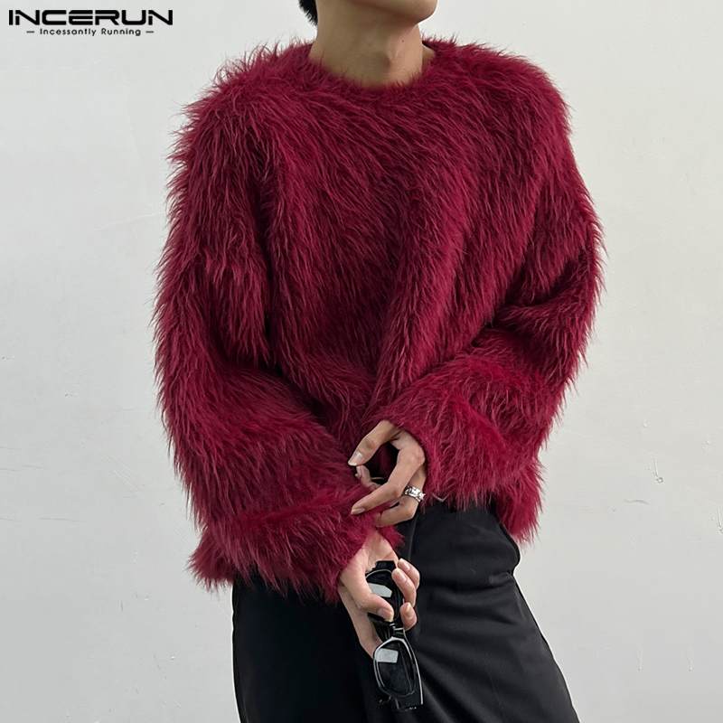 Incerun-メンズ単色ぬいぐるみネックプルオーバー、長袖 - Woodworking Brand のレビューと価格